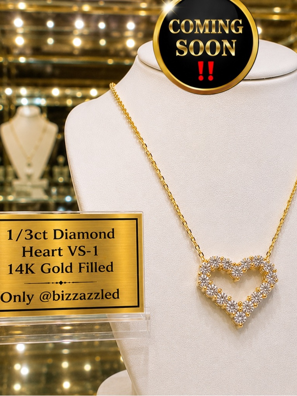 Gold-Filled Diamond Heart Necklace Pendant 14k Yellow Gold Filled over 925.